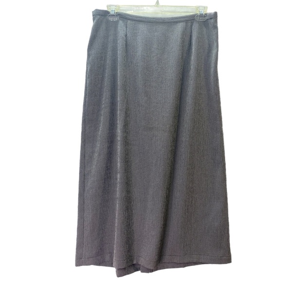 CJ Banks Dresses & Skirts - CJ Banks Classic Flowy Gathered Midi Skirt Slit Stylish 1X Black White Versatile